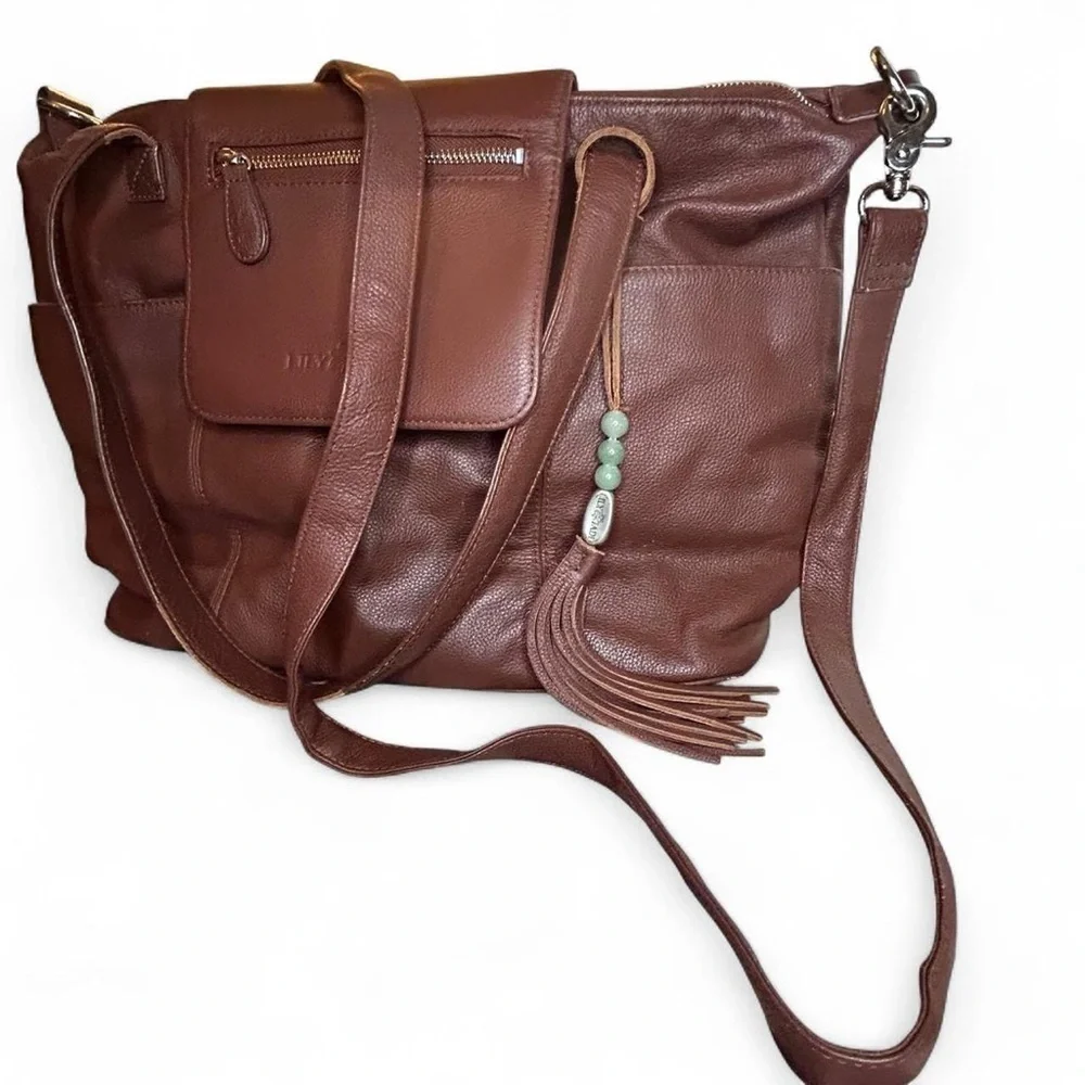 Lily Jade Madeline Chestnut Leather Diaper+ Accessory Bag